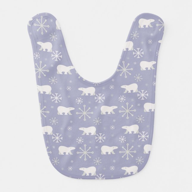 Christmas pattern with polar bears and snowflakes baby bib (Front)