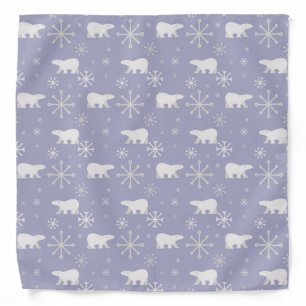 Christmas pattern with polar bears and snowflakes bandana