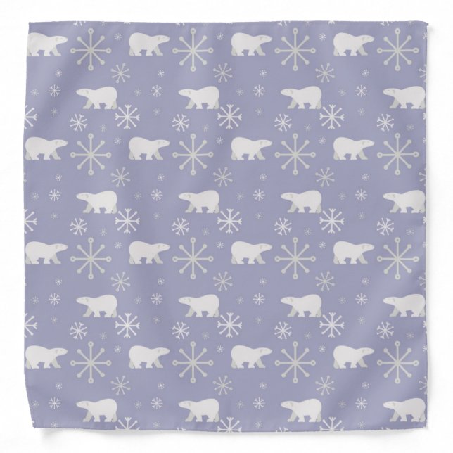 Christmas pattern with polar bears and snowflakes bandana (Front)