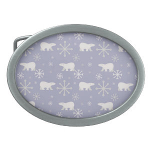 Christmas pattern with polar bears and snowflakes belt buckle