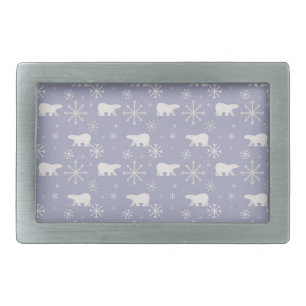 Christmas pattern with polar bears and snowflakes belt buckle