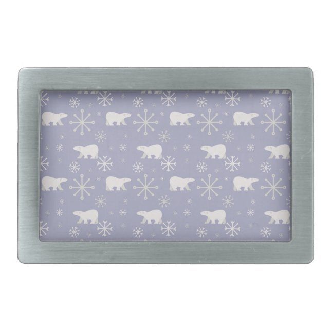 Christmas pattern with polar bears and snowflakes belt buckle (Front)