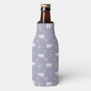 Christmas pattern with polar bears and snowflakes bottle cooler