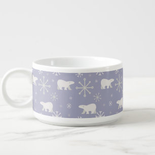 Christmas pattern with polar bears and snowflakes bowl
