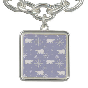 Christmas pattern with polar bears and snowflakes bracelet