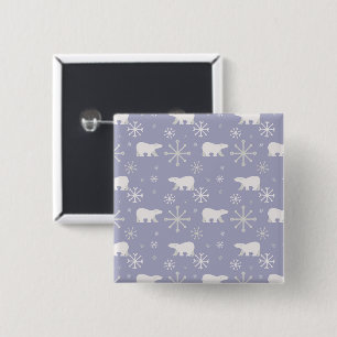 Christmas pattern with polar bears and snowflakes button