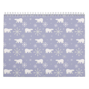 Christmas pattern with polar bears and snowflakes calendar