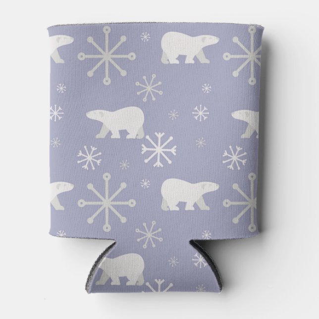 Christmas pattern with polar bears and snowflakes can cooler (Front)