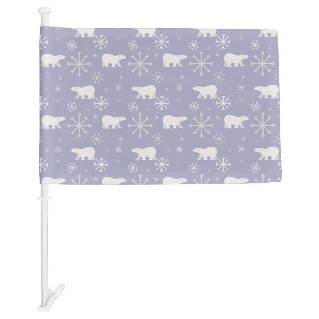 Christmas pattern with polar bears and snowflakes car flag (Front)