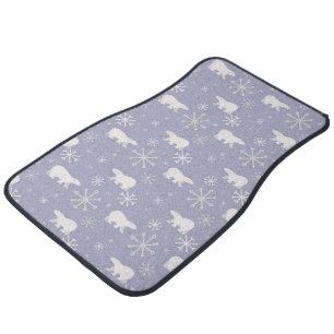 Christmas pattern with polar bears and snowflakes car floor mat