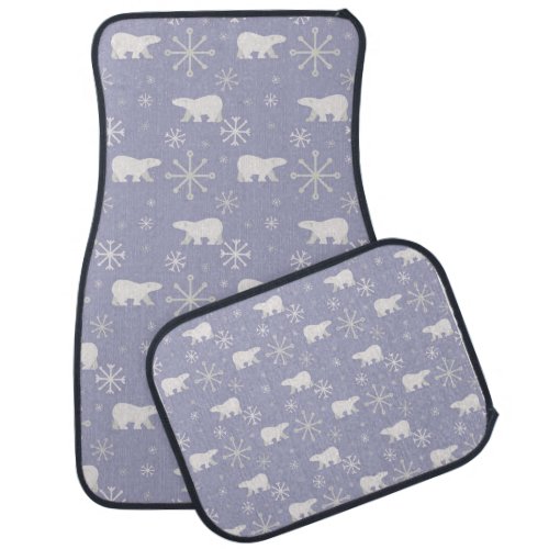 Christmas pattern with polar bears and snowflakes car floor mat