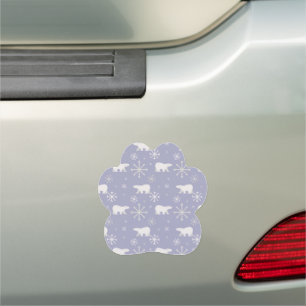 Christmas pattern with polar bears and snowflakes car magnet