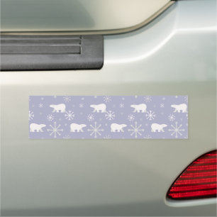 Christmas pattern with polar bears and snowflakes car magnet