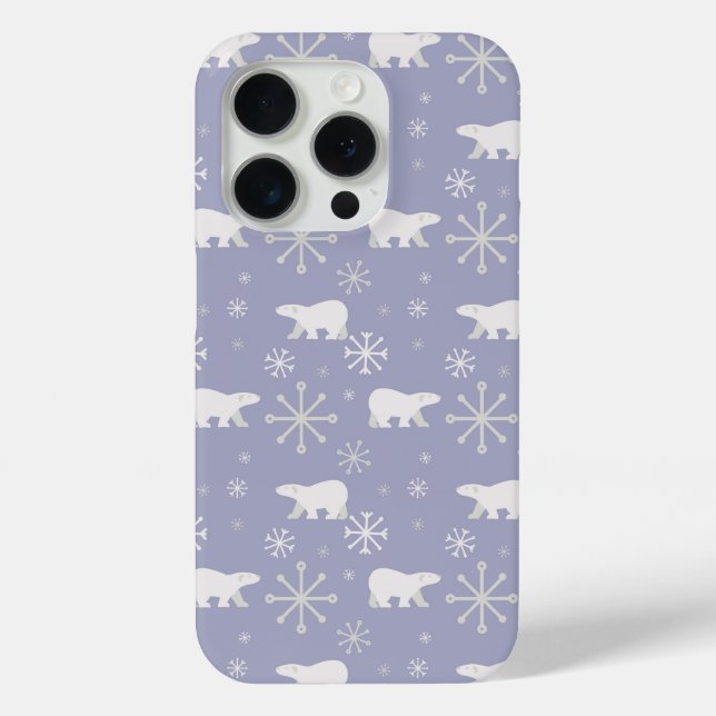 Christmas pattern with polar bears and snowflakes Case-Mate iPhone case (Back)