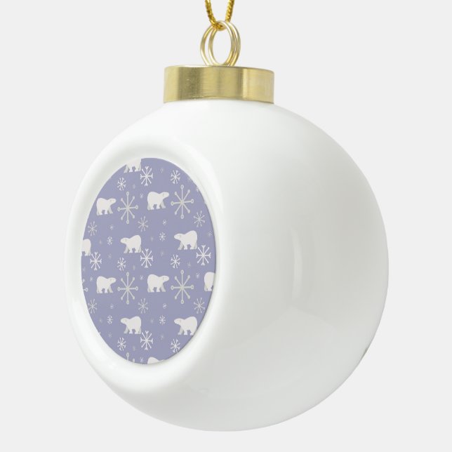 Christmas pattern with polar bears and snowflakes ceramic ball christmas ornament (Right)