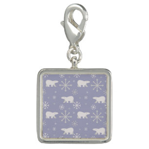 Christmas pattern with polar bears and snowflakes charm