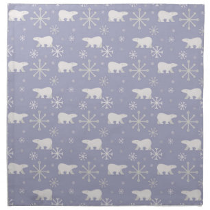 Christmas pattern with polar bears and snowflakes cloth napkin