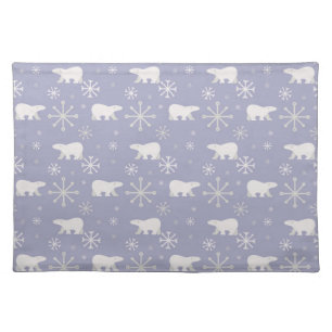Christmas pattern with polar bears and snowflakes cloth placemat