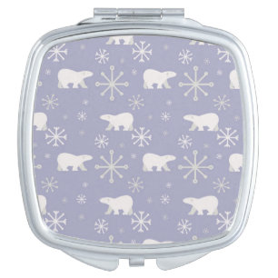 Christmas pattern with polar bears and snowflakes compact mirror