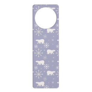 Christmas pattern with polar bears and snowflakes door hanger