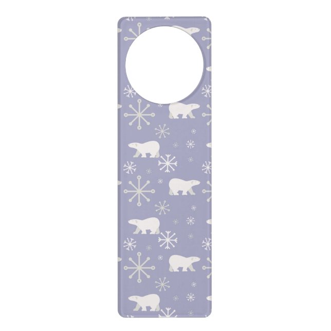 Christmas pattern with polar bears and snowflakes door hanger (Front)