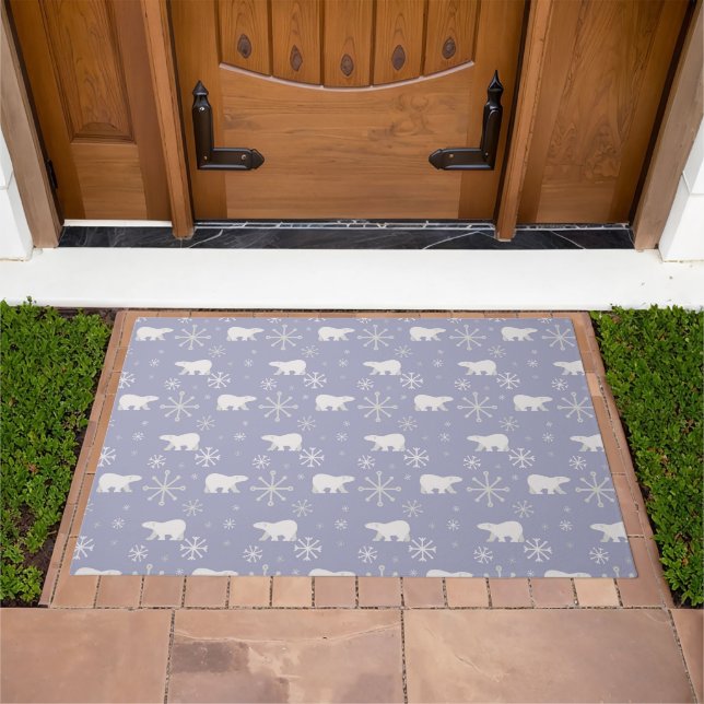 Christmas pattern with polar bears and snowflakes doormat (Outdoor)