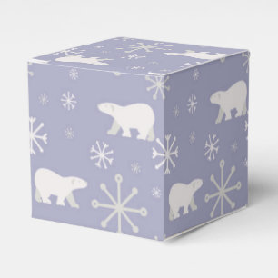 Christmas pattern with polar bears and snowflakes favor boxes