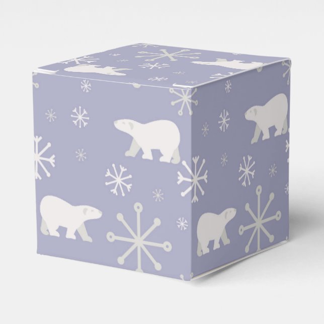 Christmas pattern with polar bears and snowflakes favor boxes (Front Side)