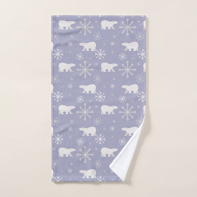 Christmas pattern with polar bears and snowflakes hand towel  (Hand Towel)