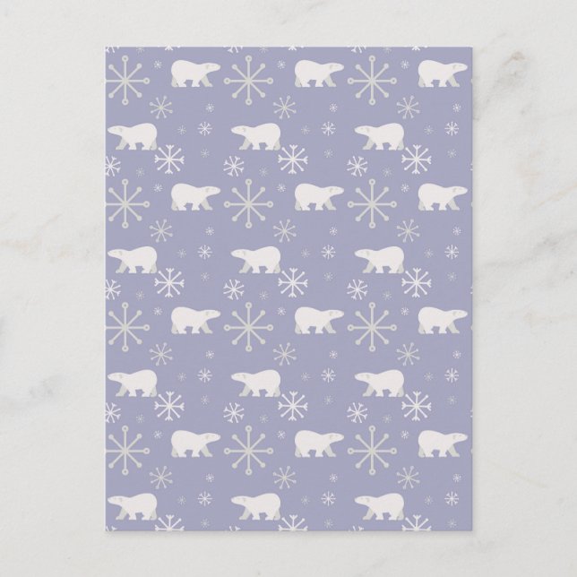 Christmas pattern with polar bears and snowflakes holiday postcard (Front)