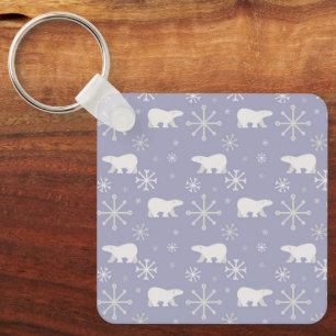 Christmas pattern with polar bears and snowflakes keychain