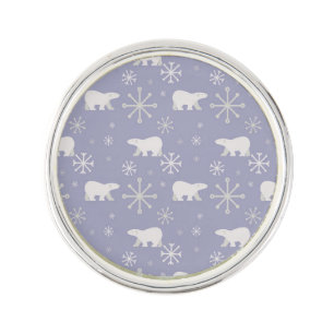 Christmas pattern with polar bears and snowflakes lapel pin
