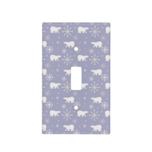 Christmas pattern with polar bears and snowflakes light switch cover