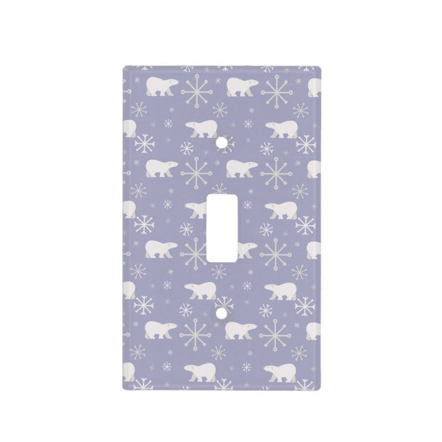 Christmas pattern with polar bears and snowflakes light switch cover (Front)