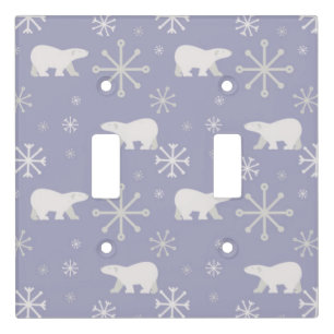 Christmas pattern with polar bears and snowflakes light switch cover
