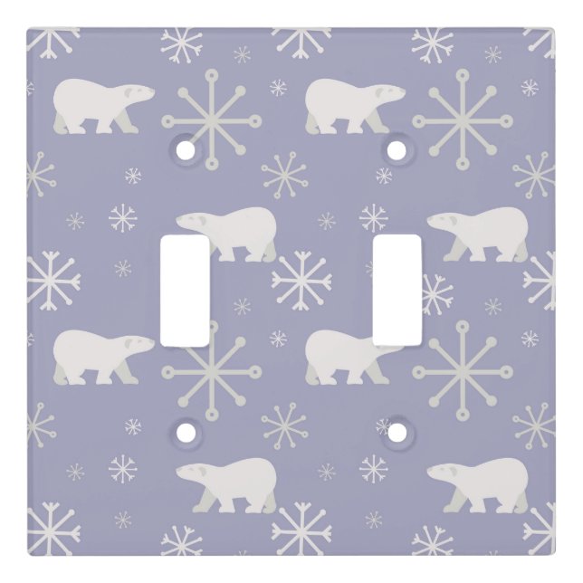 Christmas pattern with polar bears and snowflakes light switch cover (Front)