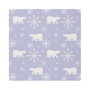 Christmas pattern with polar bears and snowflakes metal print