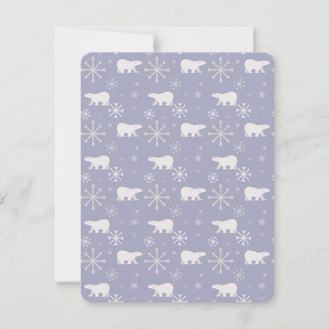 Christmas pattern with polar bears and snowflakes note card (Front)