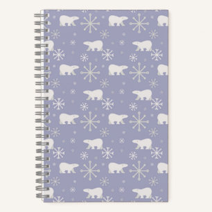 Christmas pattern with polar bears and snowflakes notebook