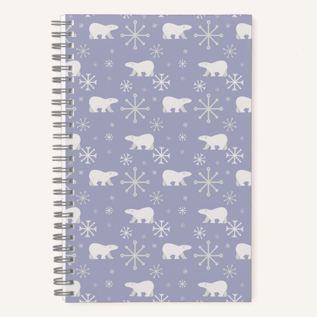 Christmas pattern with polar bears and snowflakes notebook (Front)