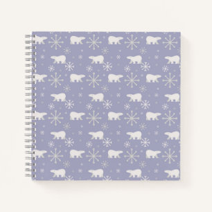 Christmas pattern with polar bears and snowflakes notebook