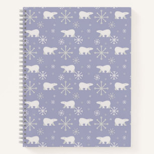 Christmas pattern with polar bears and snowflakes notebook