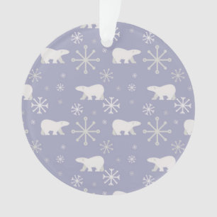 Christmas pattern with polar bears and snowflakes ornament
