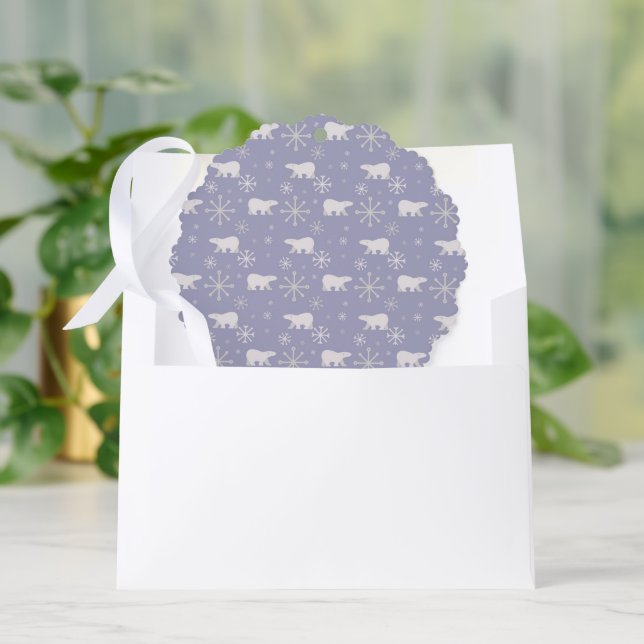 Christmas pattern with polar bears and snowflakes ornament card (Envelope)