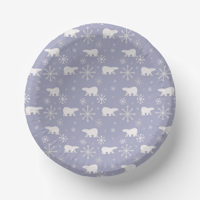 Christmas pattern with polar bears and snowflakes paper bowls (Front)