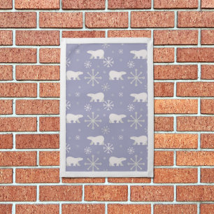 Christmas pattern with polar bears and snowflakes pennant