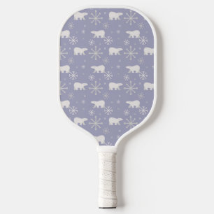 Christmas pattern with polar bears and snowflakes pickleball paddle