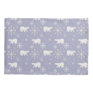 Christmas pattern with polar bears and snowflakes pillow case
