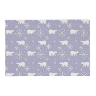 Christmas pattern with polar bears and snowflakes placemat