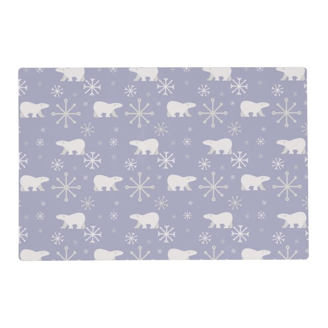 Christmas pattern with polar bears and snowflakes placemat (Front)